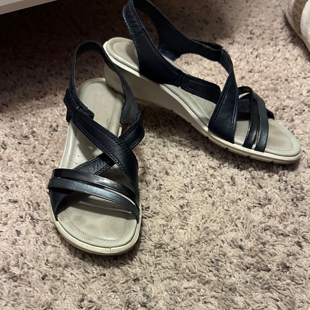 Women's Black Ecco sandals Velcro orthopedic comfort shoes